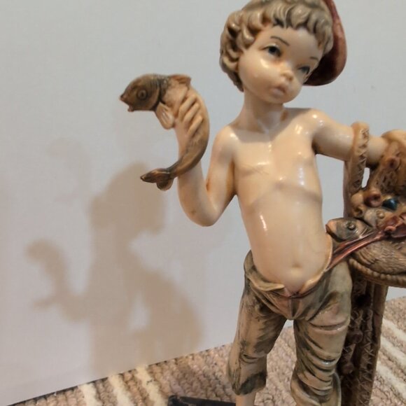 VTG Fontanini Italian Simonelli Depose Carrara Marble Fish Basket Crab Figurine - Picture 4 of 13